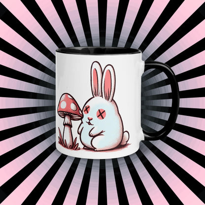 Colorful Weirdcore Mug of Cute Trippy Bunny Kawaii Anime Cute Weird Rabbit and Mushrooms Microwave and Dishwasher Safe Coffee Tea Mug