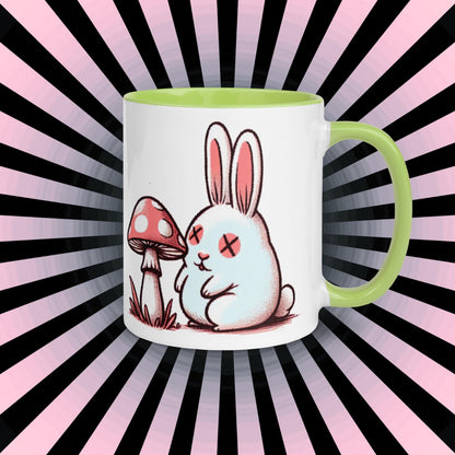 Colorful Weirdcore Mug of Cute Trippy Bunny Kawaii Anime Cute Weird Rabbit and Mushrooms Microwave and Dishwasher Safe Coffee Tea Mug