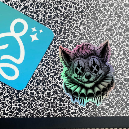Creepy Clowncore Horror Fox Clown Hologram Sticker Weirdcore Clown Grunge Goth Holographic sticker
