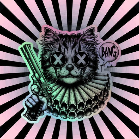 Creepy Clowncore Evil Horror Cat Clown Hologram Sticker Weirdcore Clown Grunge Goth Holographic sticker
