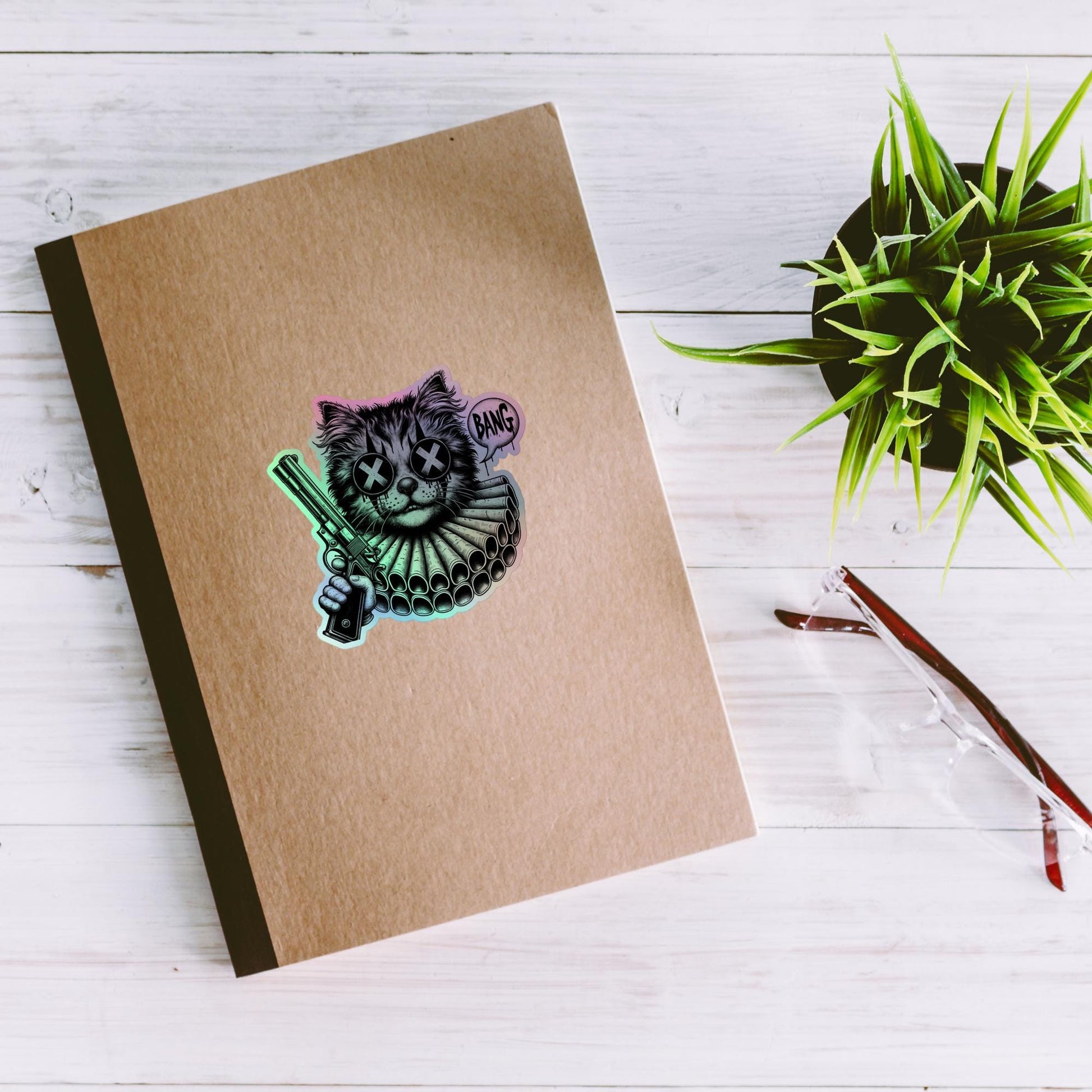 Creepy Clowncore Evil Horror Cat Clown Hologram Sticker Weirdcore Clown Grunge Goth Holographic sticker