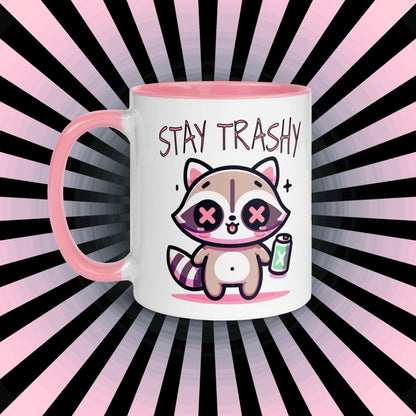 Colorful Weirdcore Mug of Stay Trashy Raccoon Kawaii Anime Cute Trash Panda Microwave and Dishwasher Safe Coffee Tea Mug