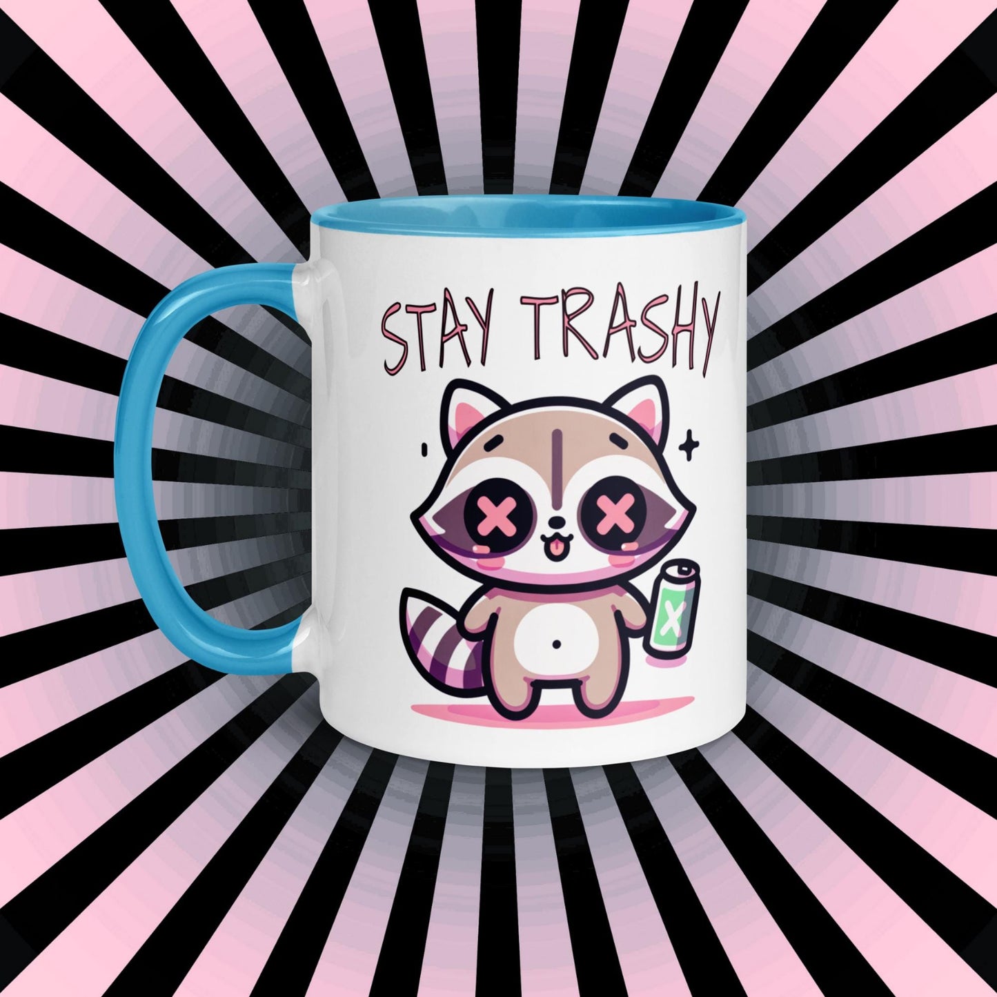 Colorful Weirdcore Mug of Stay Trashy Raccoon Kawaii Anime Cute Trash Panda Microwave and Dishwasher Safe Coffee Tea Mug