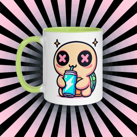 Colorful Weirdcore Mug of Cute Turtle Kawaii Anime Cute Caffeinated Tortoise Microwave and Dishwasher Safe Coffee Tea Mug