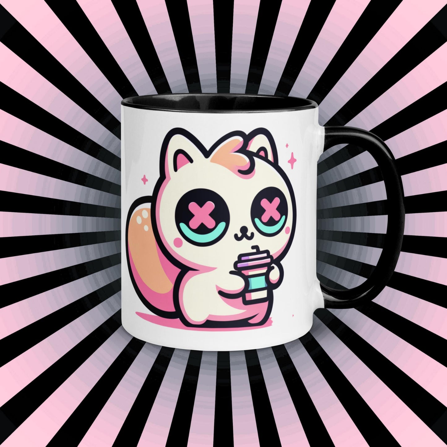 Colorful Weirdcore Mug of Cute Caffeinated Squirrel Y2K Pastel Grunge Kawaii Anime Rodent Microwave and Dishwasher Safe Coffee Tea Mug