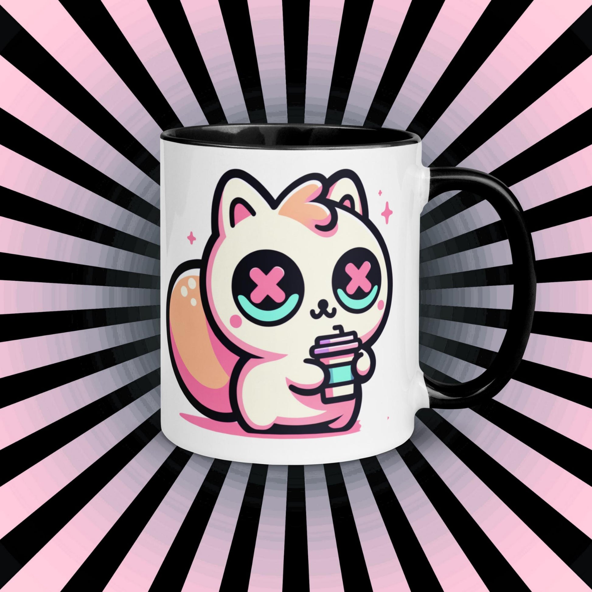 Colorful Weirdcore Mug of Cute Caffeinated Squirrel Y2K Pastel Grunge Kawaii Anime Rodent Microwave and Dishwasher Safe Coffee Tea Mug