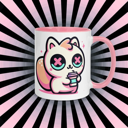 Colorful Weirdcore Mug of Cute Caffeinated Squirrel Y2K Pastel Grunge Kawaii Anime Rodent Microwave and Dishwasher Safe Coffee Tea Mug