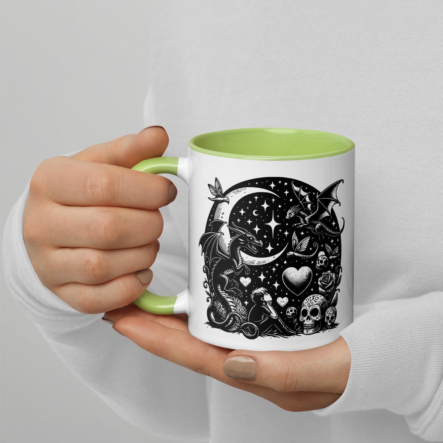 Colorful Mug Gothic Etching Grunge Y2K Goth Fairytale Starry Night Darkcore Microwave and Dishwasher Safe Coffee Tea Mug