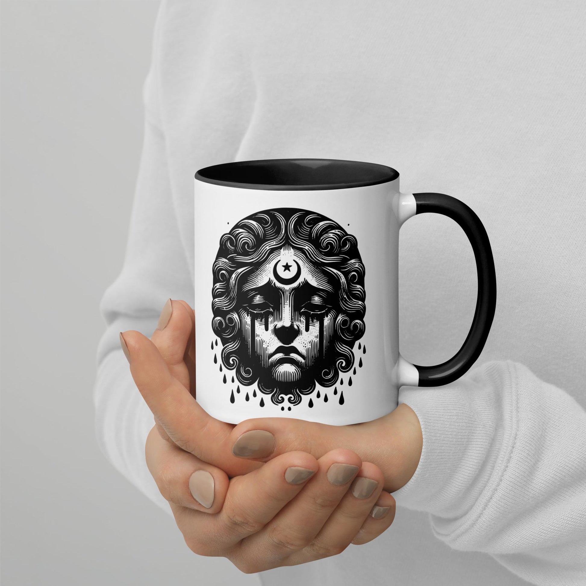 Colorful Mug Gothic Etching Grunge Y2K Goth Crying Cherub Darkcore Microwave and Dishwasher Safe Coffee Tea Mug