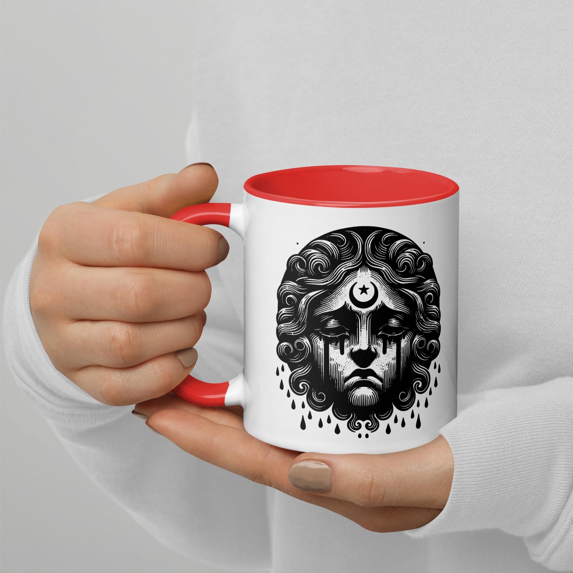 Colorful Mug Gothic Etching Grunge Y2K Goth Crying Cherub Darkcore Microwave and Dishwasher Safe Coffee Tea Mug