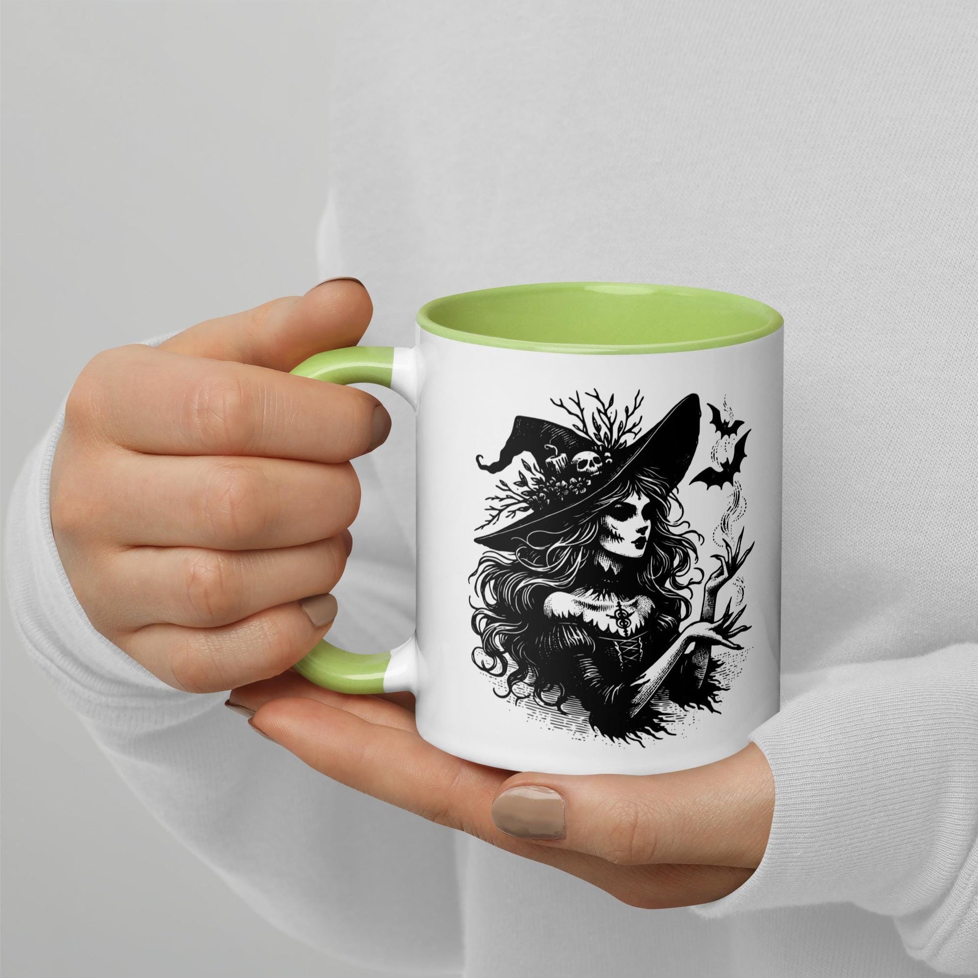 Colorful Mug Gothic Etching Grunge Y2K Goth Witch Commanding Bats Darkcore Microwave and Dishwasher Safe Coffee Tea Mug