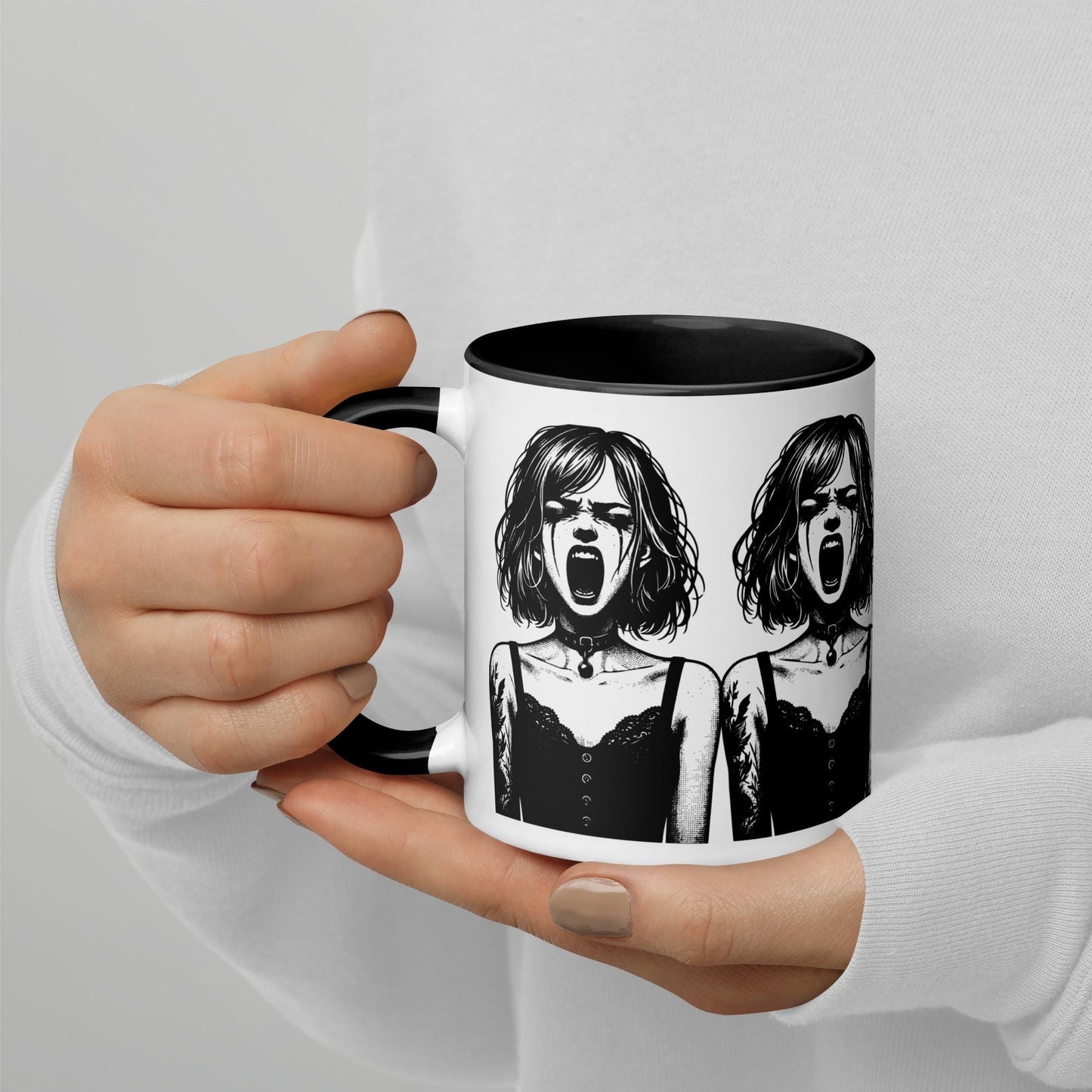 Colorful Mug Gothic Etching Grunge Y2K Goth Girl Screaming Darkcore Microwave and Dishwasher Safe Coffee Tea Mug