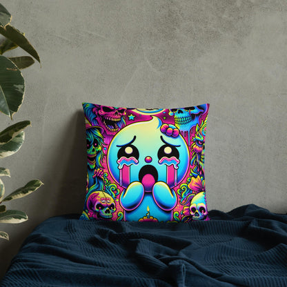 Creepy Cute Frightened Ghoul Decorative Pillow Neon Goth Grunge Weirdcore Halloween Throw Pillow