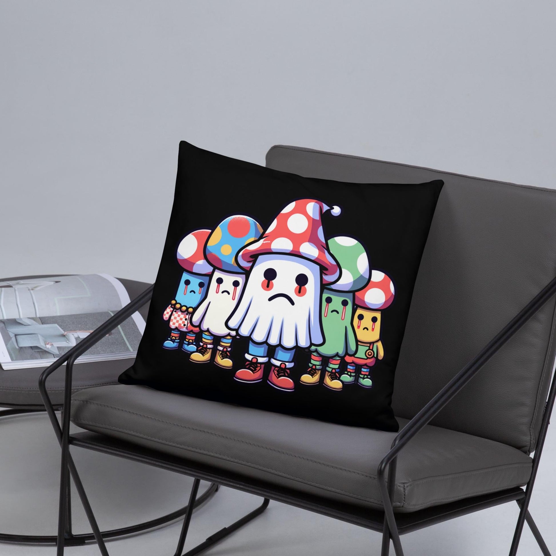 Weirdcore Creepy Cute Mushroom Ghosts Throw Pillow Halloween Goth Grunge Room Decor
