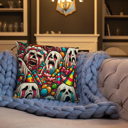 Creepy Screaming Ghosts Decorative Horror Pillow Halloween Weirdcore Candy Goth Throw Pillow