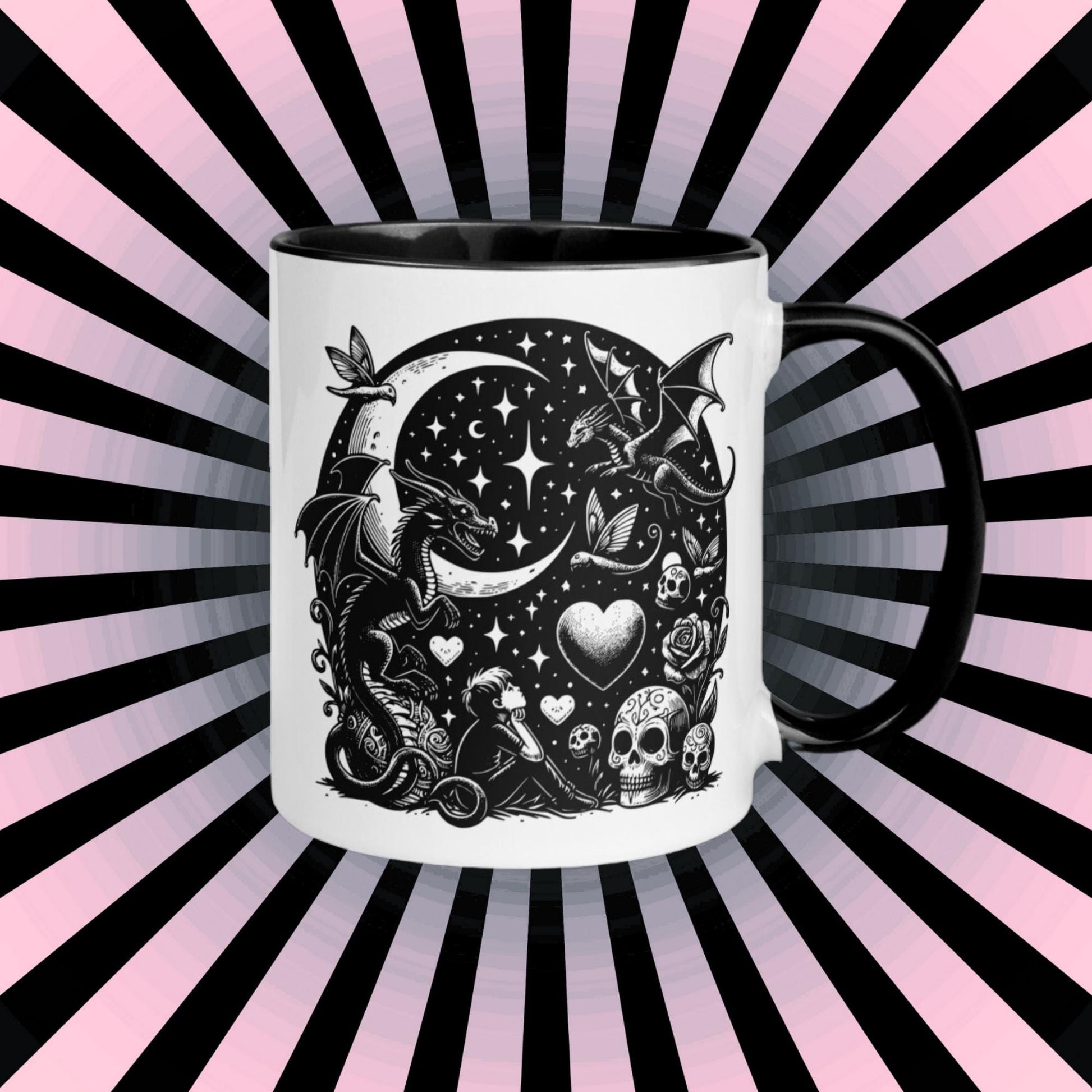 Colorful Mug Gothic Etching Grunge Y2K Goth Fairytale Starry Night Darkcore Microwave and Dishwasher Safe Coffee Tea Mug