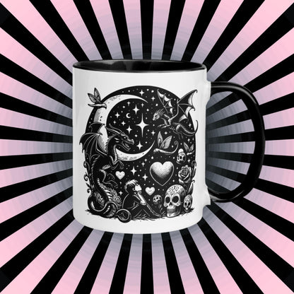 Colorful Mug Gothic Etching Grunge Y2K Goth Fairytale Starry Night Darkcore Microwave and Dishwasher Safe Coffee Tea Mug