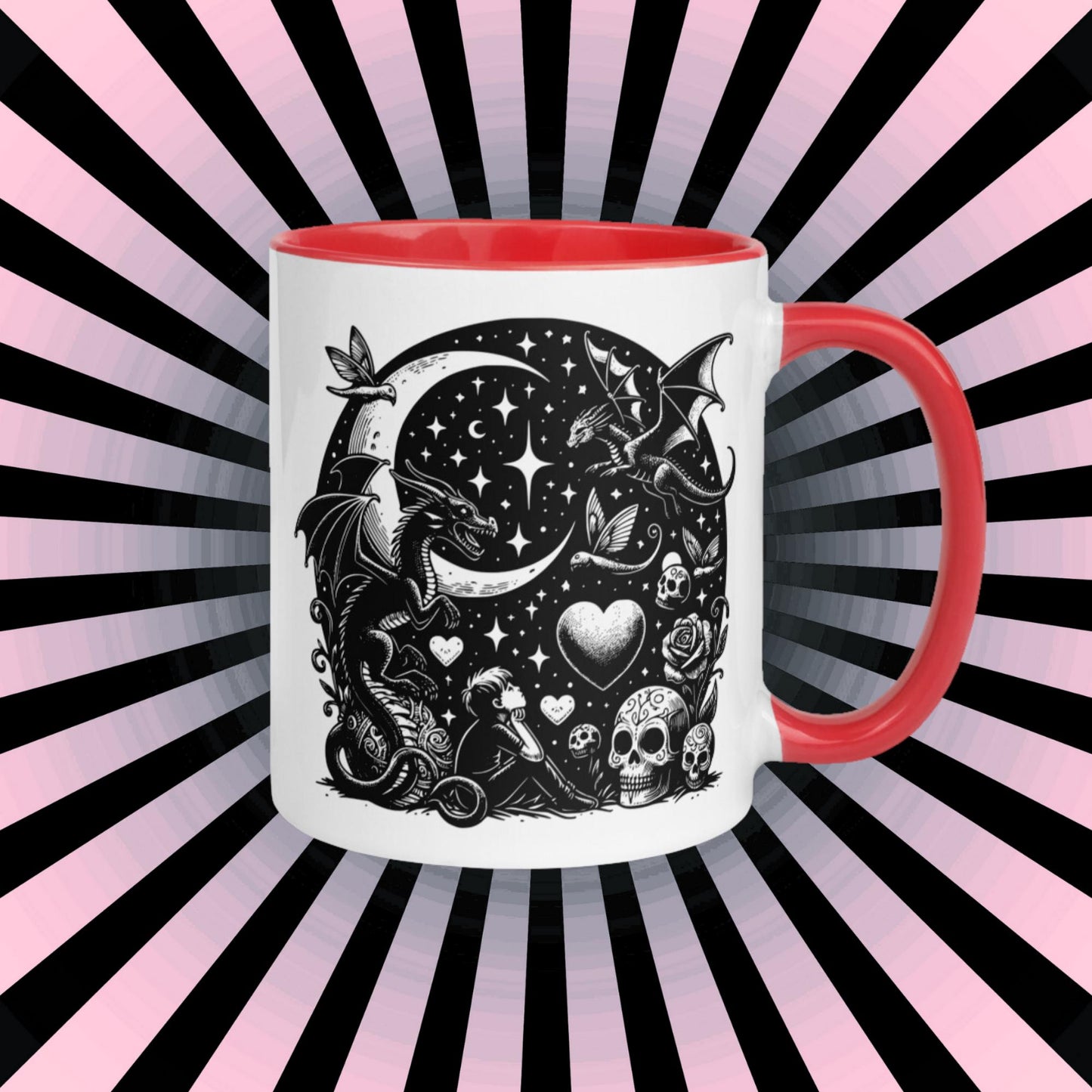 Colorful Mug Gothic Etching Grunge Y2K Goth Fairytale Starry Night Darkcore Microwave and Dishwasher Safe Coffee Tea Mug