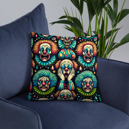 Weirdcore Crying Clowns Pattern Decorative Pillow Halloween Clowncore Goth Decor Throw Pillow