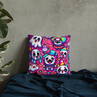 Bubble Goth Ghosts Clown Decorative Pillow Neon Goth Horror Throw Pillow Grunge Room Decor