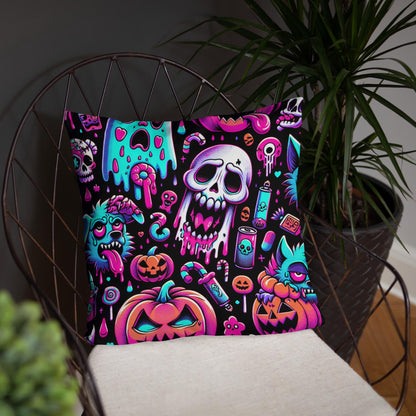 Weirdcore Bubble Neon Goth Ghost Throw Pillow Candy Goth Horror Halloween Decorative Pillow