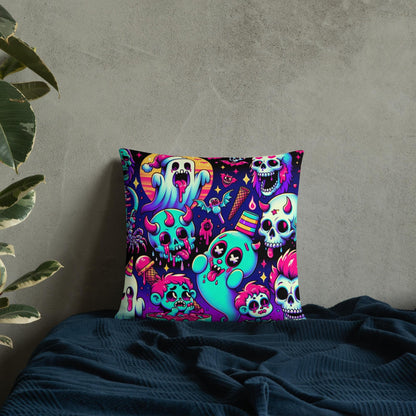 Halloween Christmas Creepy Ghosts Throw Pillow Neon Bubble Candy Goth Throw Pillow