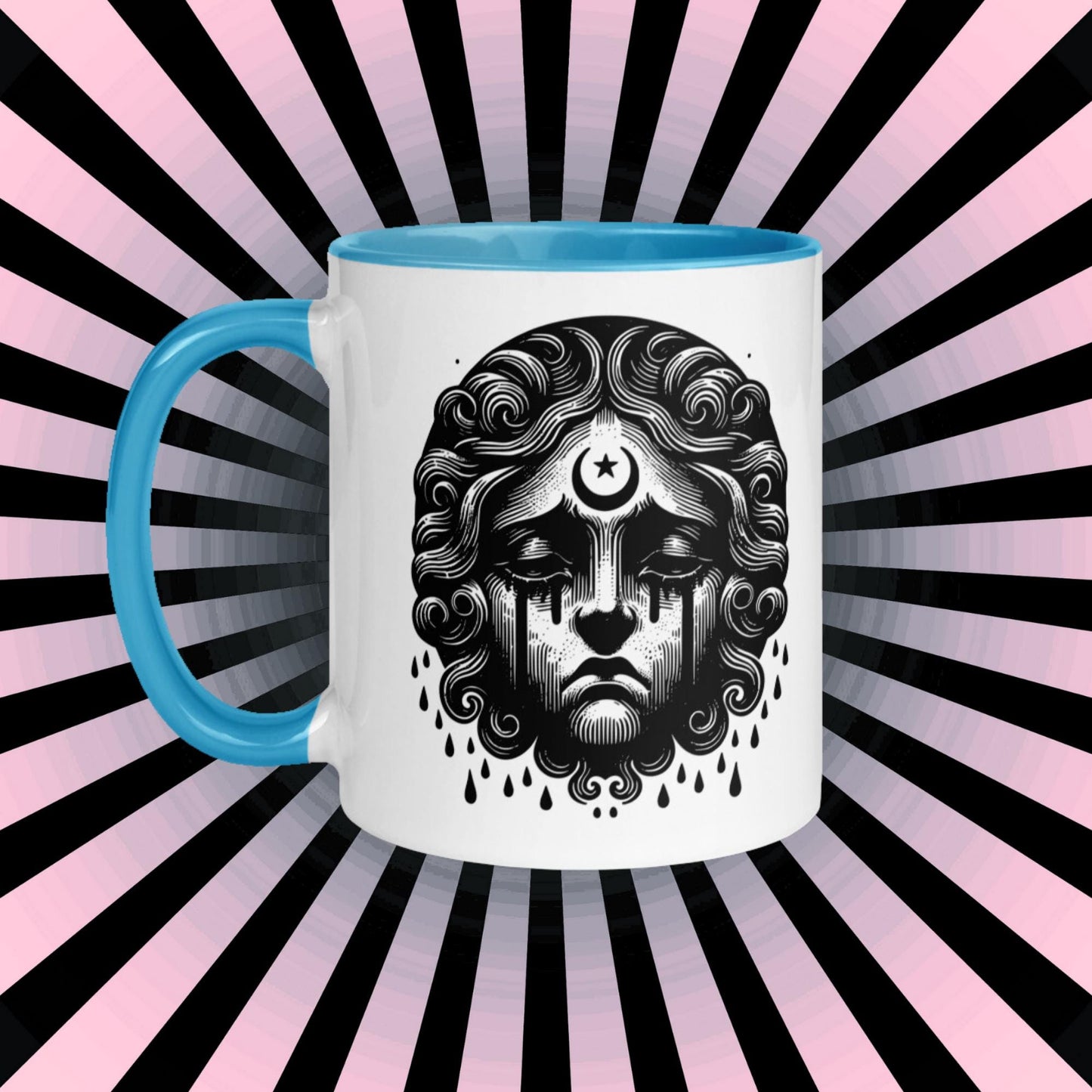 Colorful Mug Gothic Etching Grunge Y2K Goth Crying Cherub Darkcore Microwave and Dishwasher Safe Coffee Tea Mug