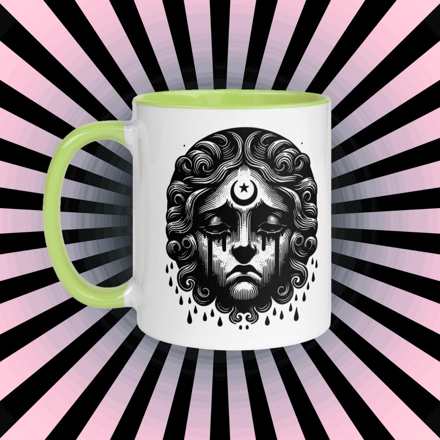 Colorful Mug Gothic Etching Grunge Y2K Goth Crying Cherub Darkcore Microwave and Dishwasher Safe Coffee Tea Mug