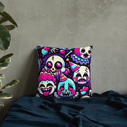 Weirdcore Crying Ghosts and Ghouls Throw Pillow Bubble Neon Goth Decorative Pillow Grunge Room Decor