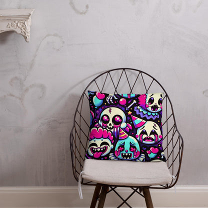 Weirdcore Crying Ghosts and Ghouls Throw Pillow Bubble Neon Goth Decorative Pillow Grunge Room Decor