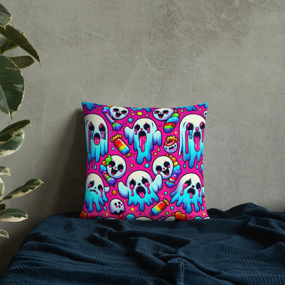 Candy Gore Bubble Goth Ghosts Throw Pillow Neon Grunge Room Decor Decorative Pillow