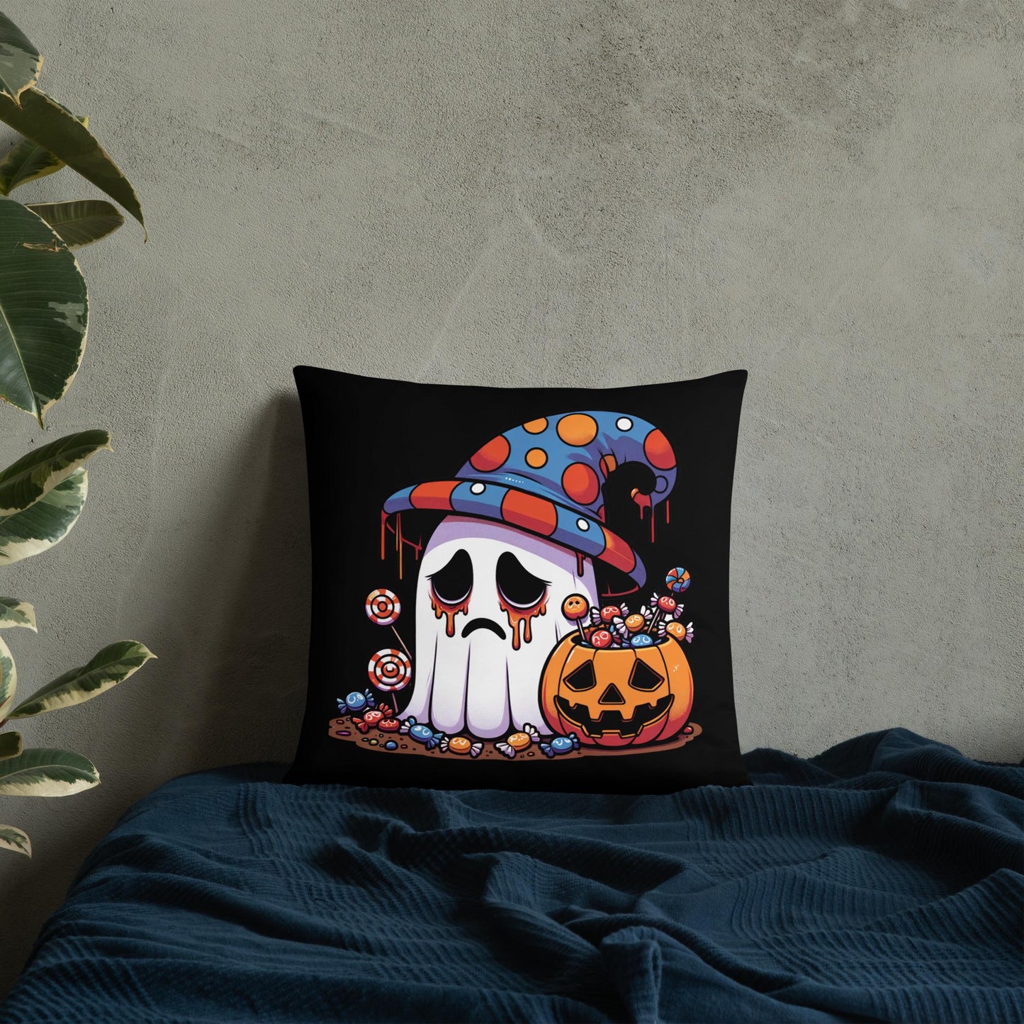 Two Sided Sad Ghosts Throw Pillow Grunge Goth Room Decor Ghosts Decorative Pillow