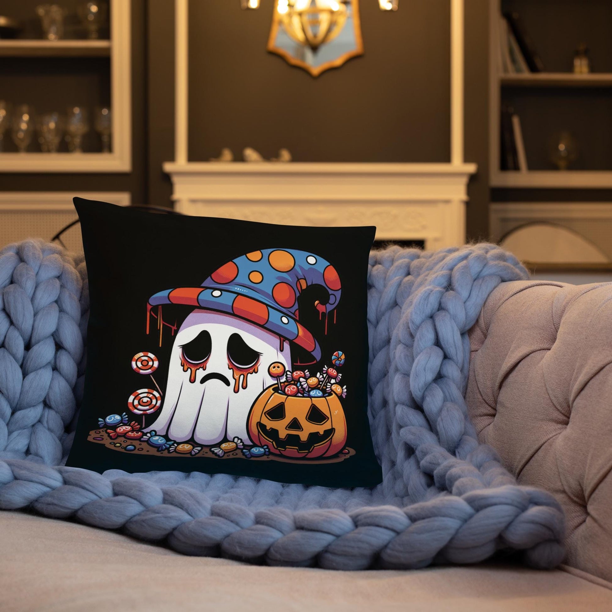 Two Sided Sad Ghosts Throw Pillow Grunge Goth Room Decor Ghosts Decorative Pillow