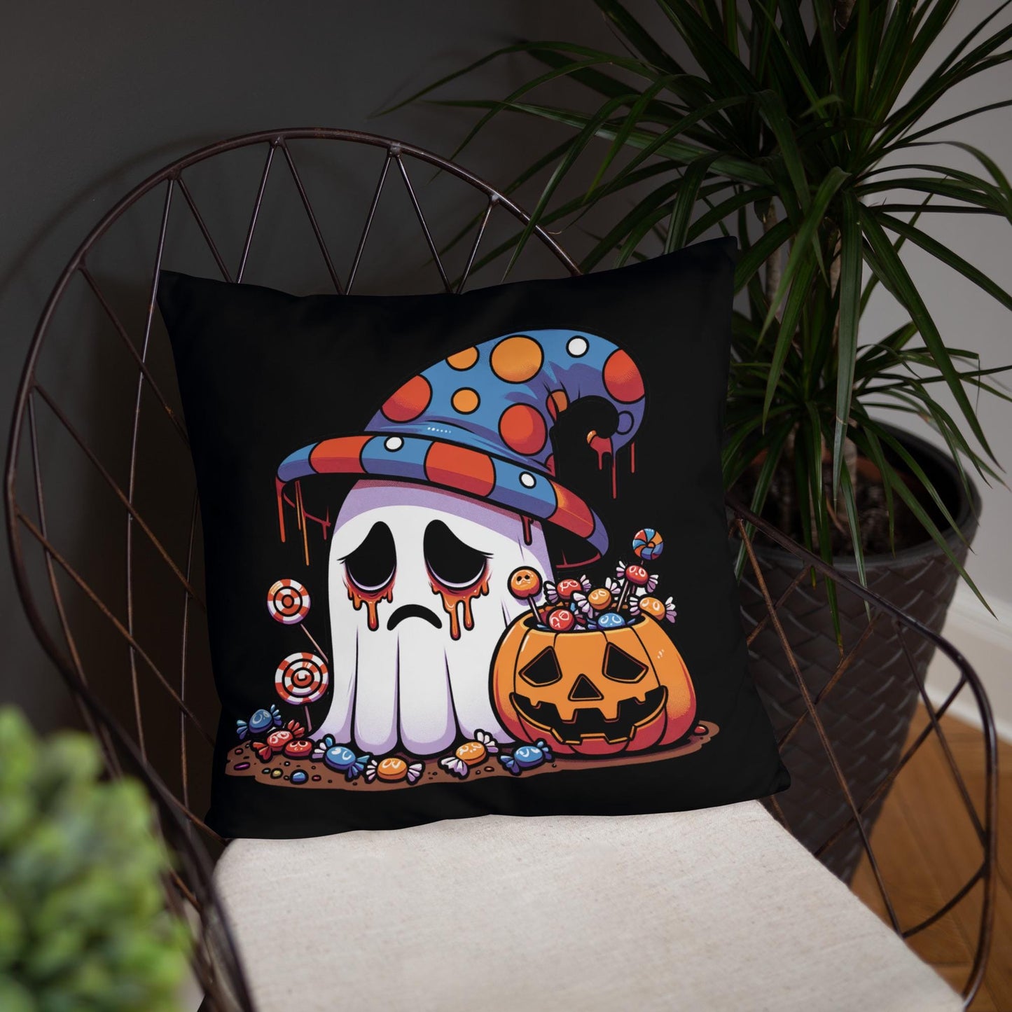 Two Sided Sad Ghosts Throw Pillow Grunge Goth Room Decor Ghosts Decorative Pillow