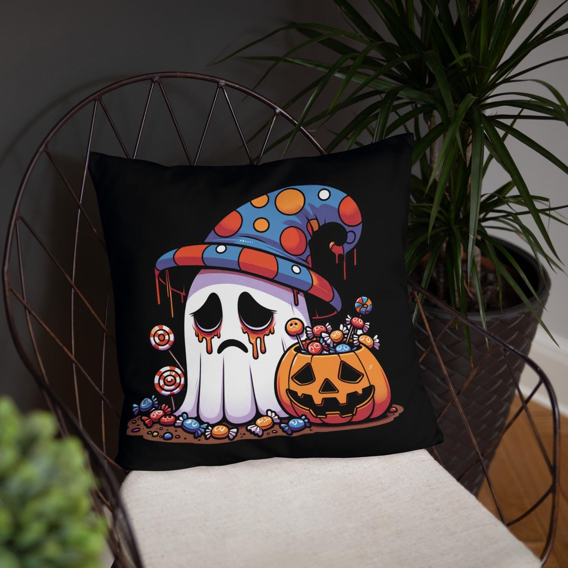 Two Sided Sad Ghosts Throw Pillow Grunge Goth Room Decor Ghosts Decorative Pillow