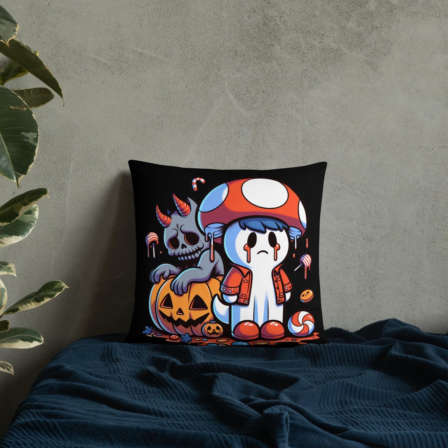 Two Sided Sad Ghosts Throw Pillow Grunge Goth Room Decor Ghosts Decorative Pillow