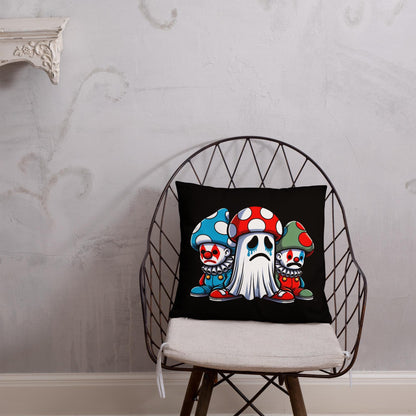Sad Mushroom People and Ghosts Throw Pillow Grunge Room Decor Sad Ghost Decorative Pillow