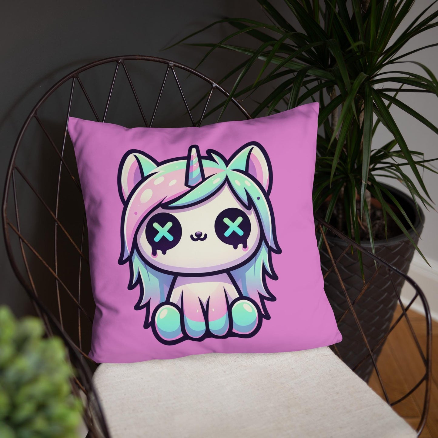 Cute Weirdcore Unicorn Throw Pillow Pastel Goth Room Decor Grunge Decorative Pillow