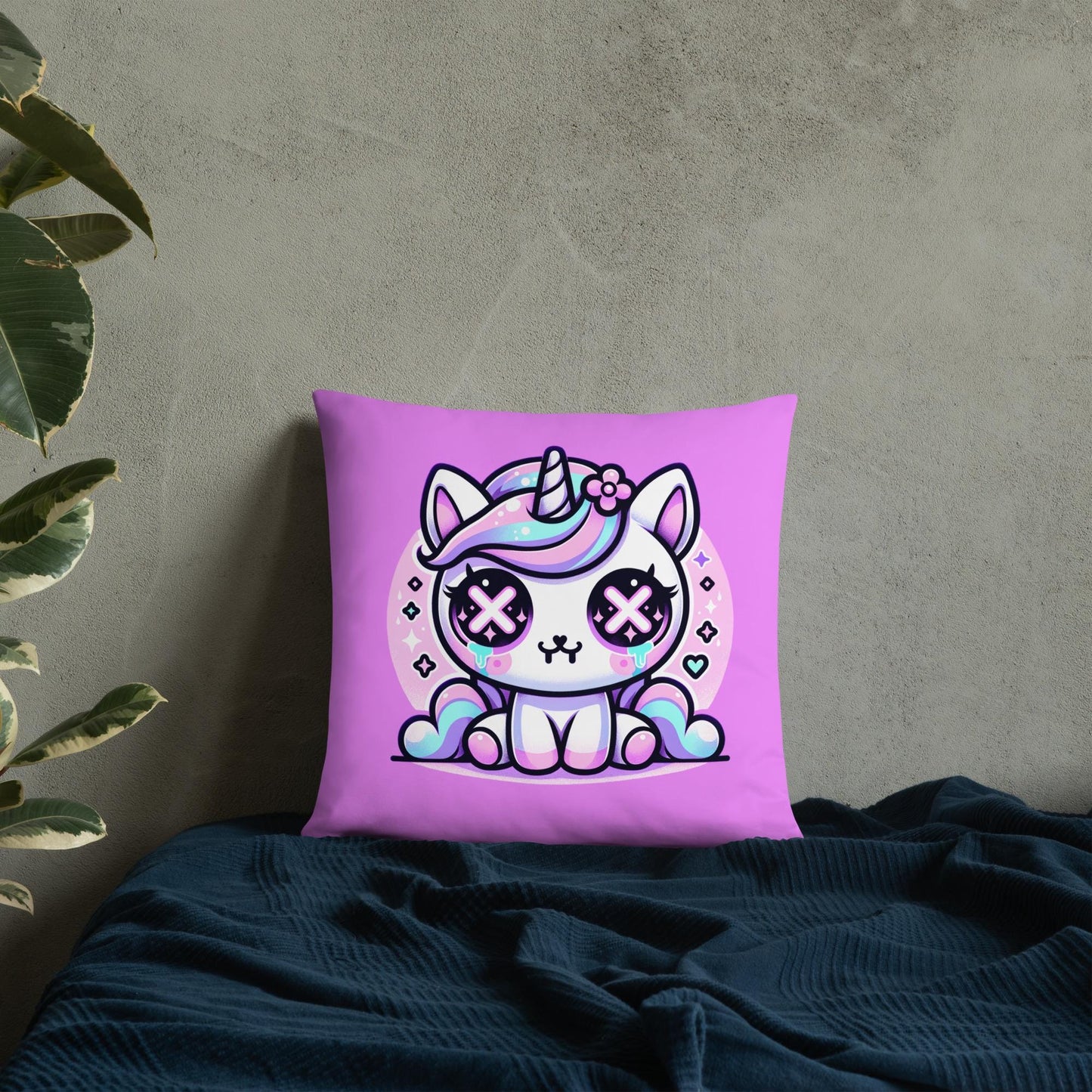 Cute Pastel Unicorn Weirdcore Throw Pillow Goth Grunge Room Decor Kawaii Decorative Pillow