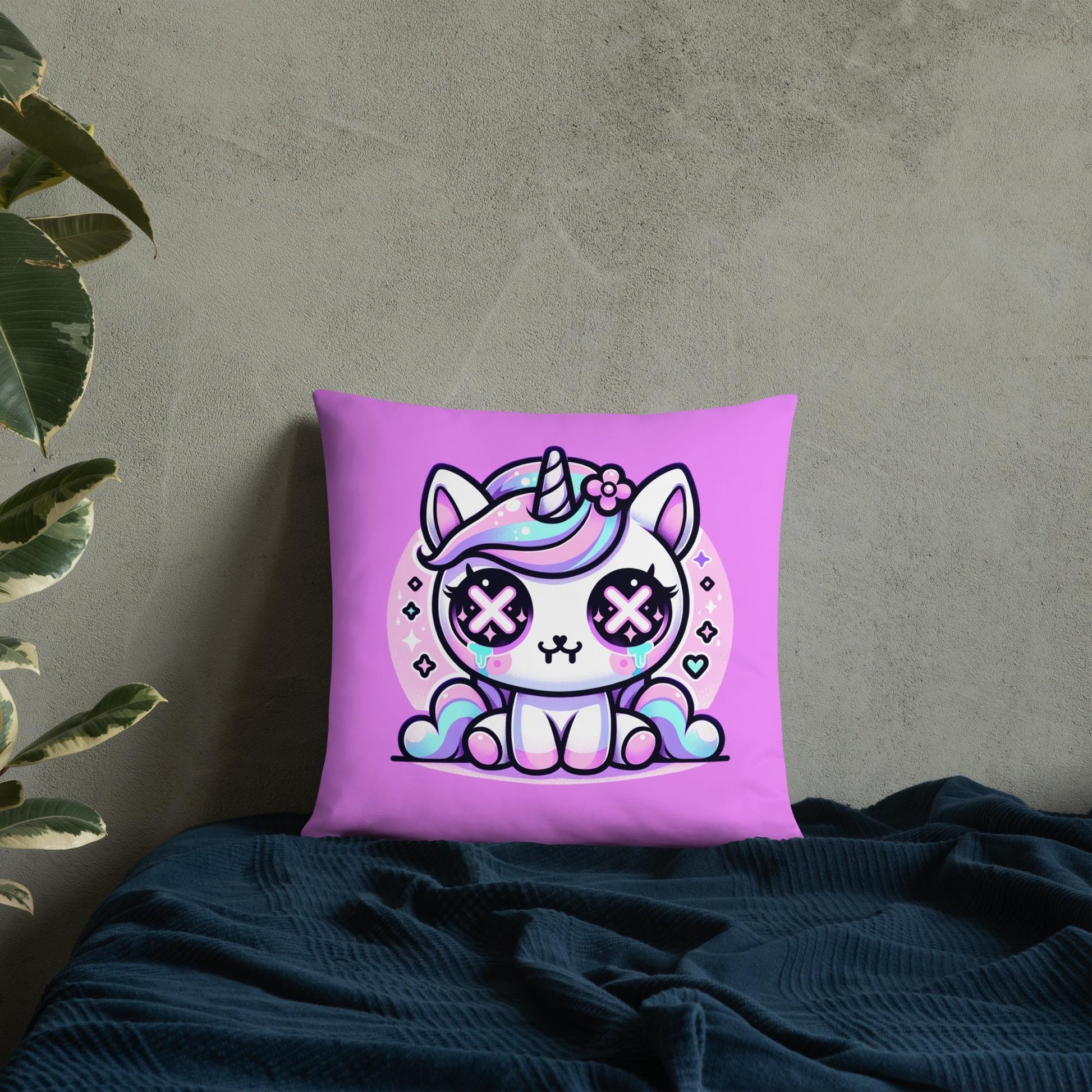 Cute Pastel Unicorn Weirdcore Throw Pillow Goth Grunge Room Decor Kawaii Decorative Pillow