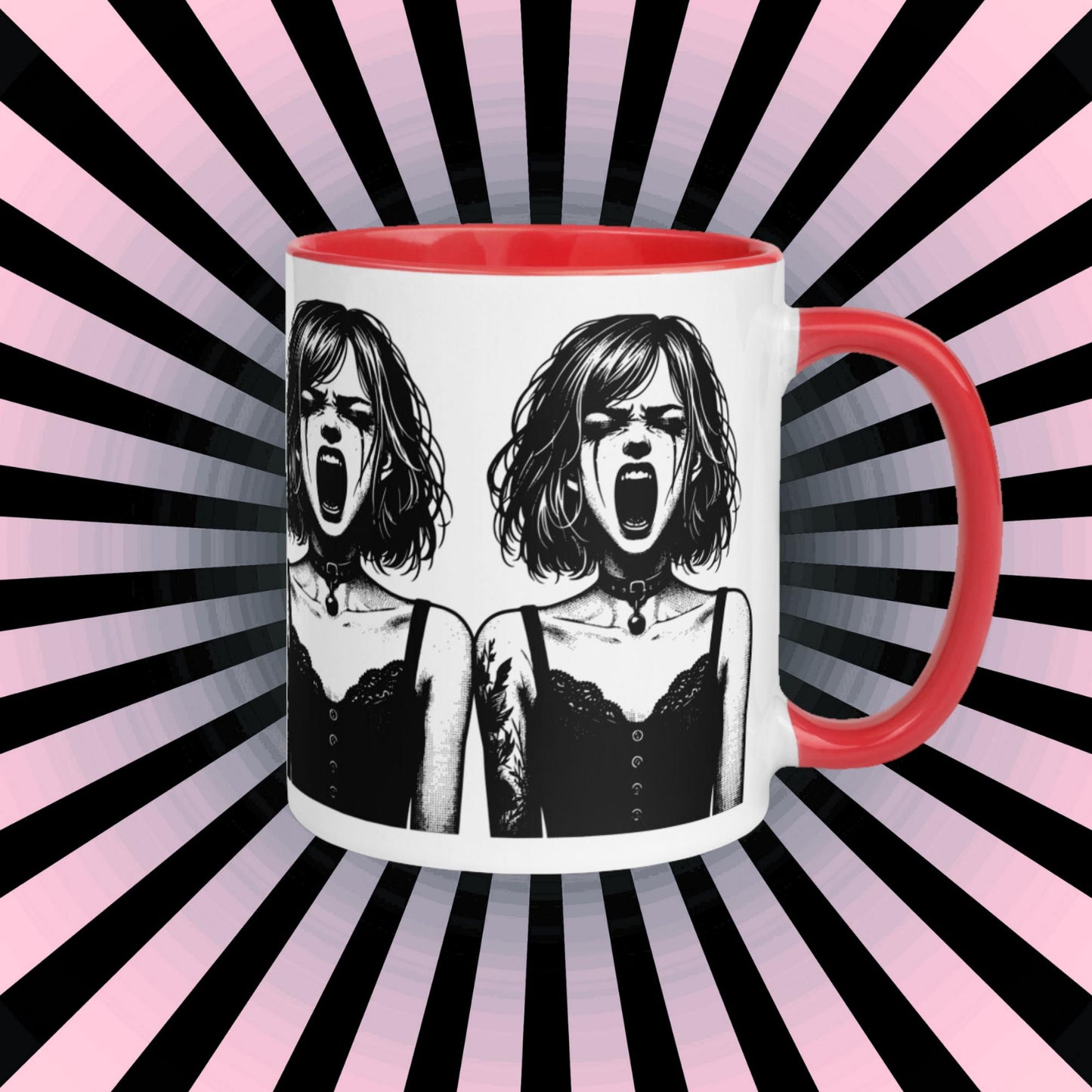 Colorful Mug Gothic Etching Grunge Y2K Goth Girl Screaming Darkcore Microwave and Dishwasher Safe Coffee Tea Mug