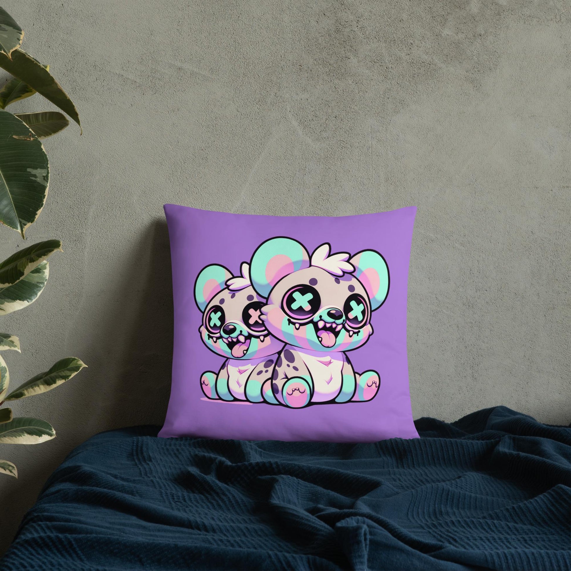 Weirdcore Hyena Twins Pastel Grunge Throw Pillow Kawaii Goth Decorative Pillow Room Decor