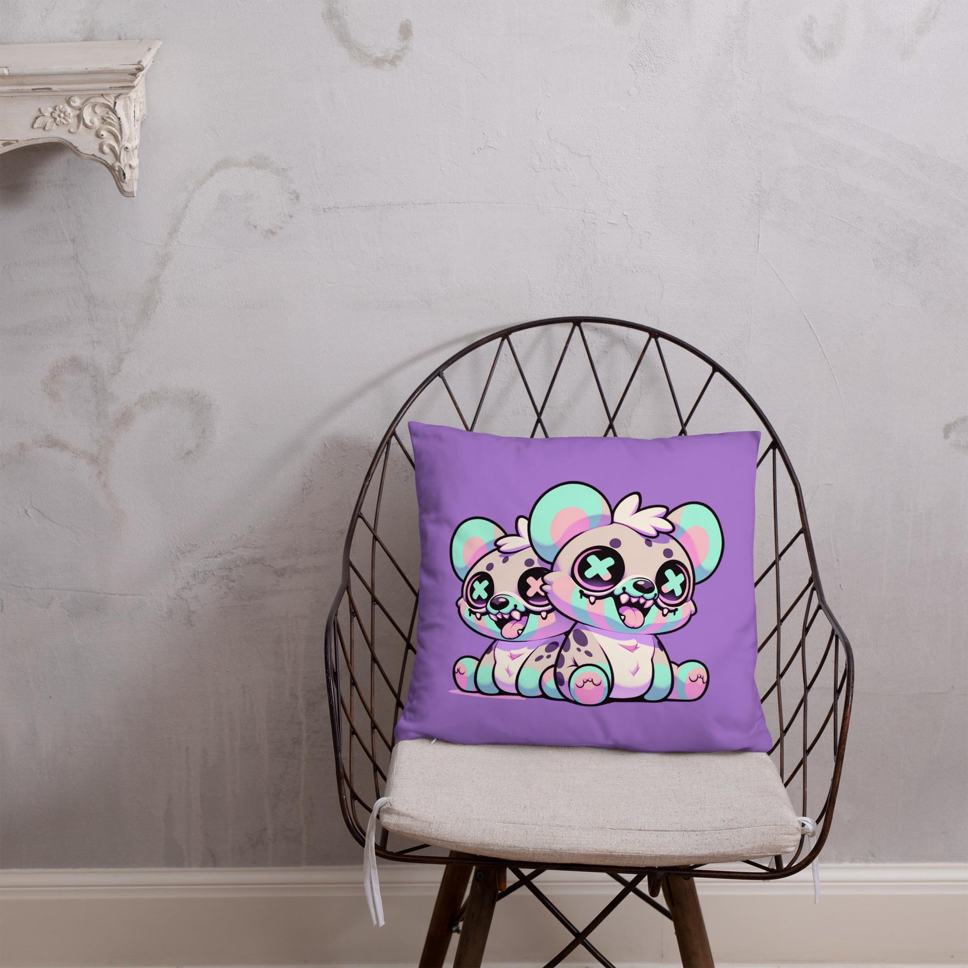 Weirdcore Hyena Twins Pastel Grunge Throw Pillow Kawaii Goth Decorative Pillow Room Decor