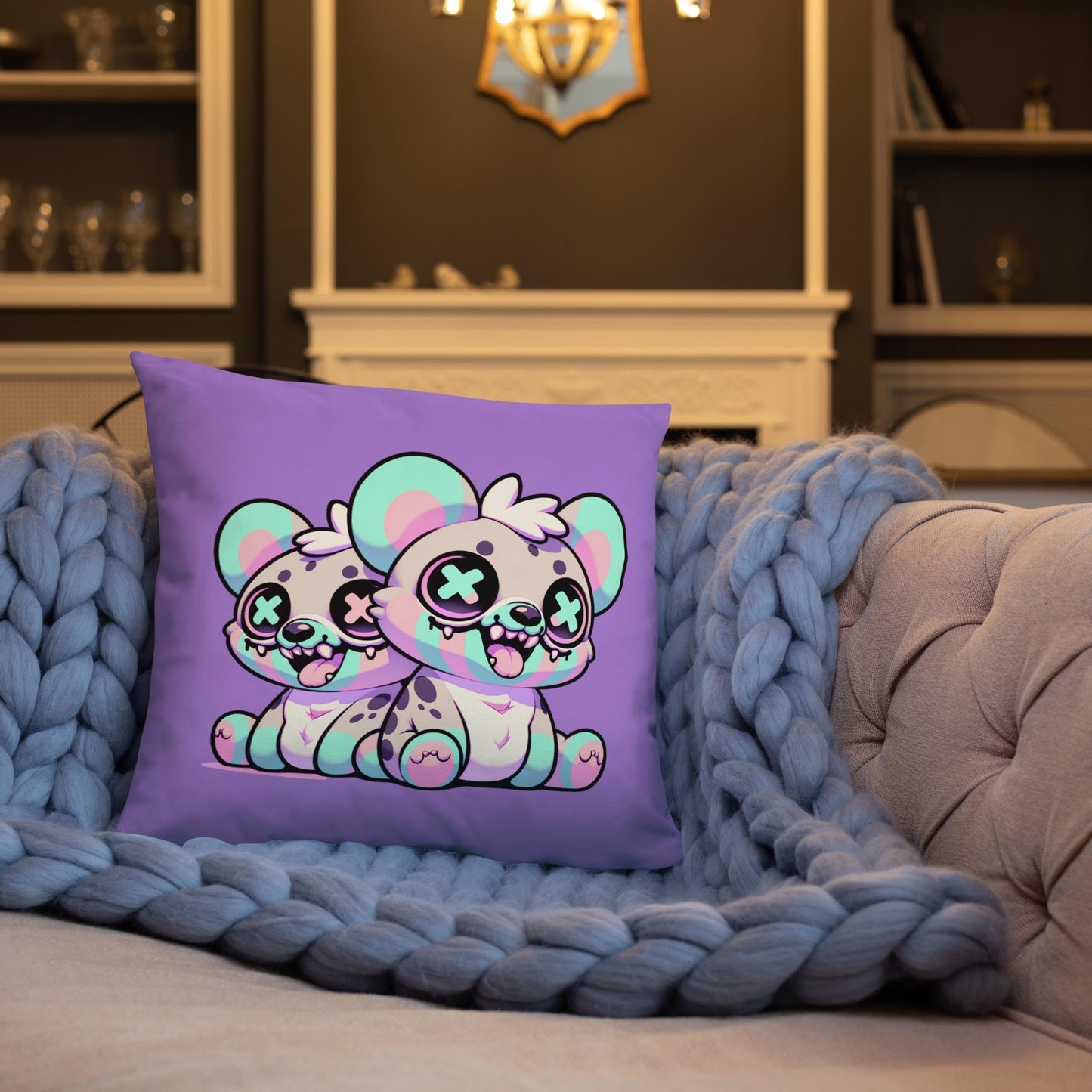 Weirdcore Hyena Twins Pastel Grunge Throw Pillow Kawaii Goth Decorative Pillow Room Decor