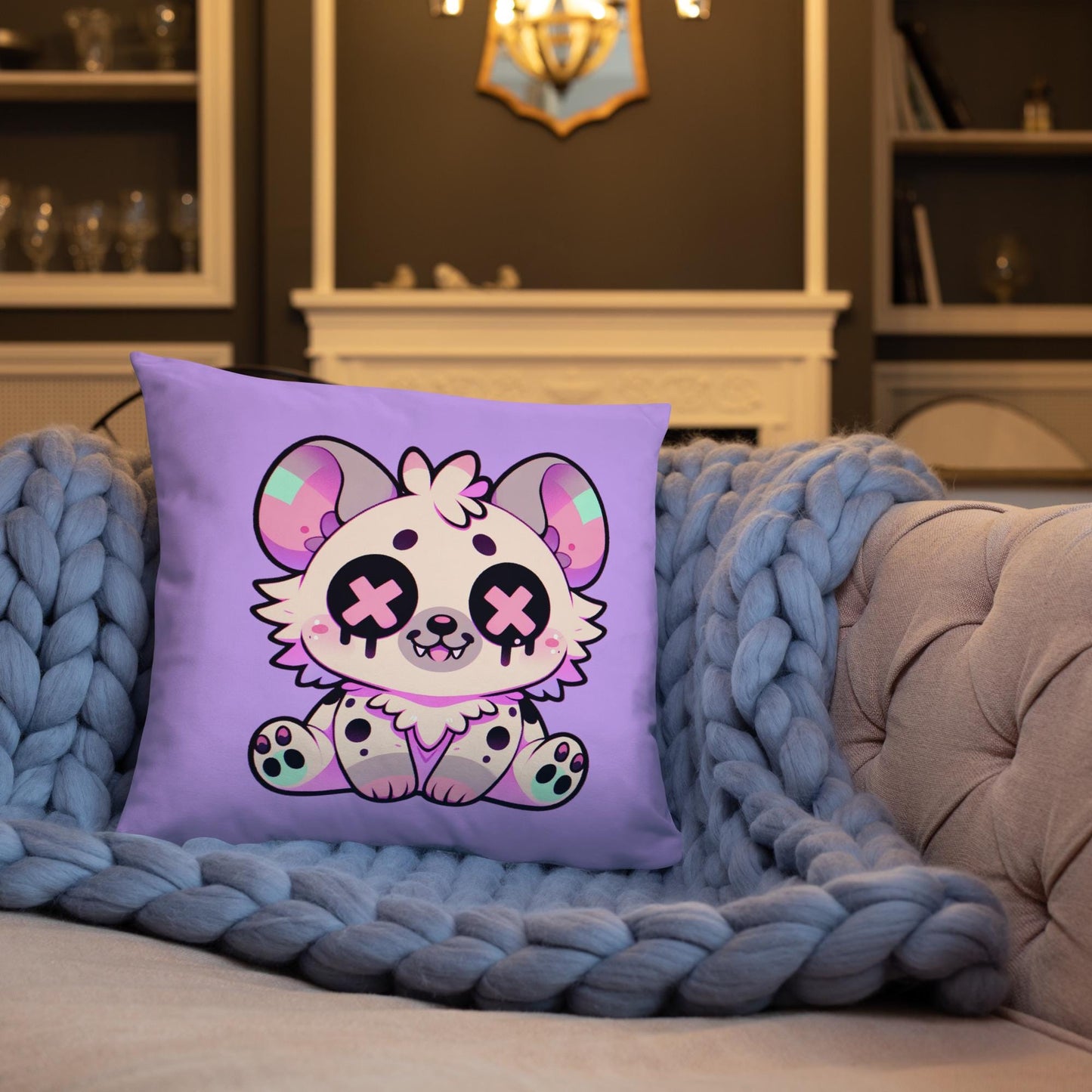 Creepy Cute Weirdcore Hyena Throw Pillow Pastel Goth Kawaii Grunge Room Decor Decorative Pillow