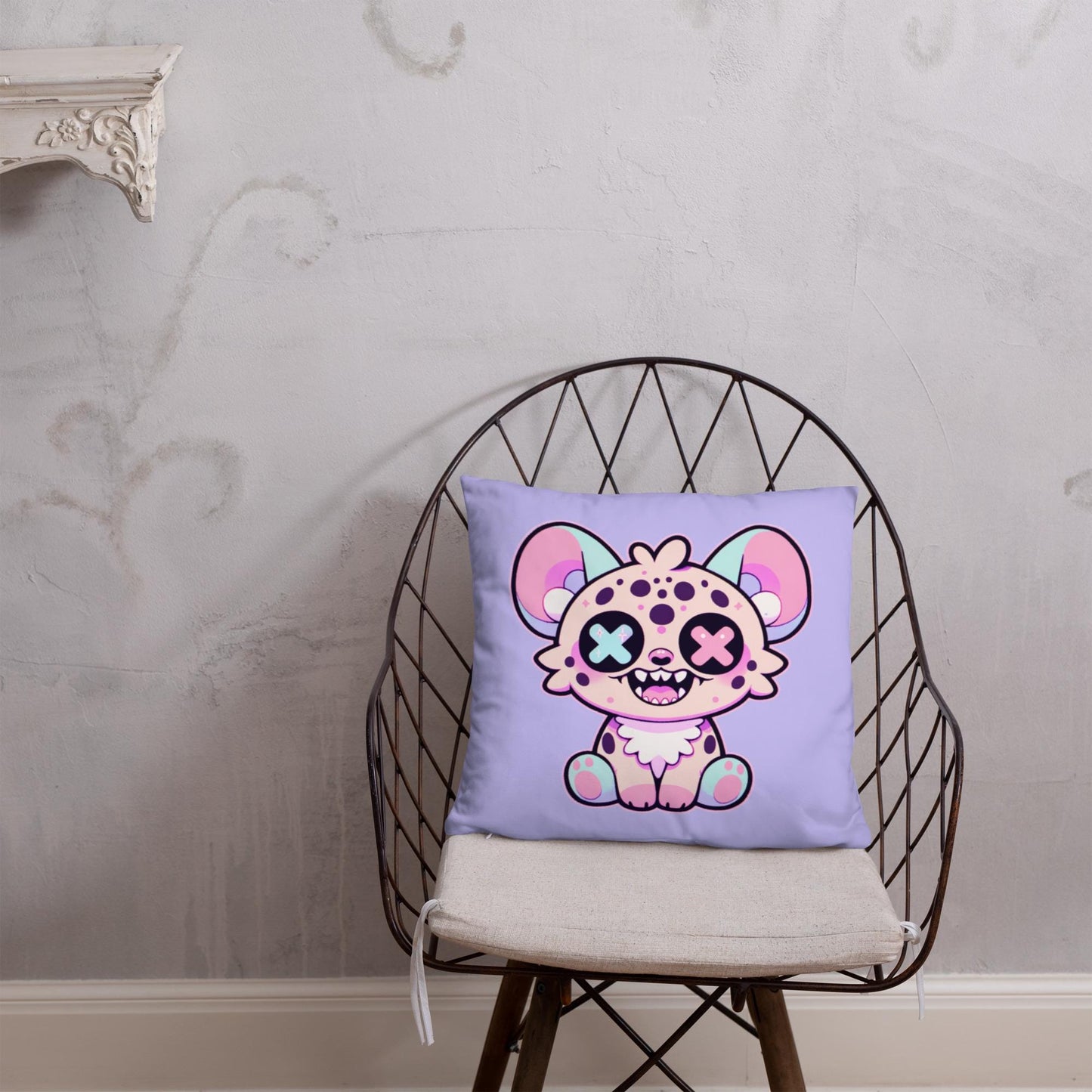 Creepy Cute Hyena Throw Pillow Weirdcore Grunge Decor Pastel Goth Decorative Pillow