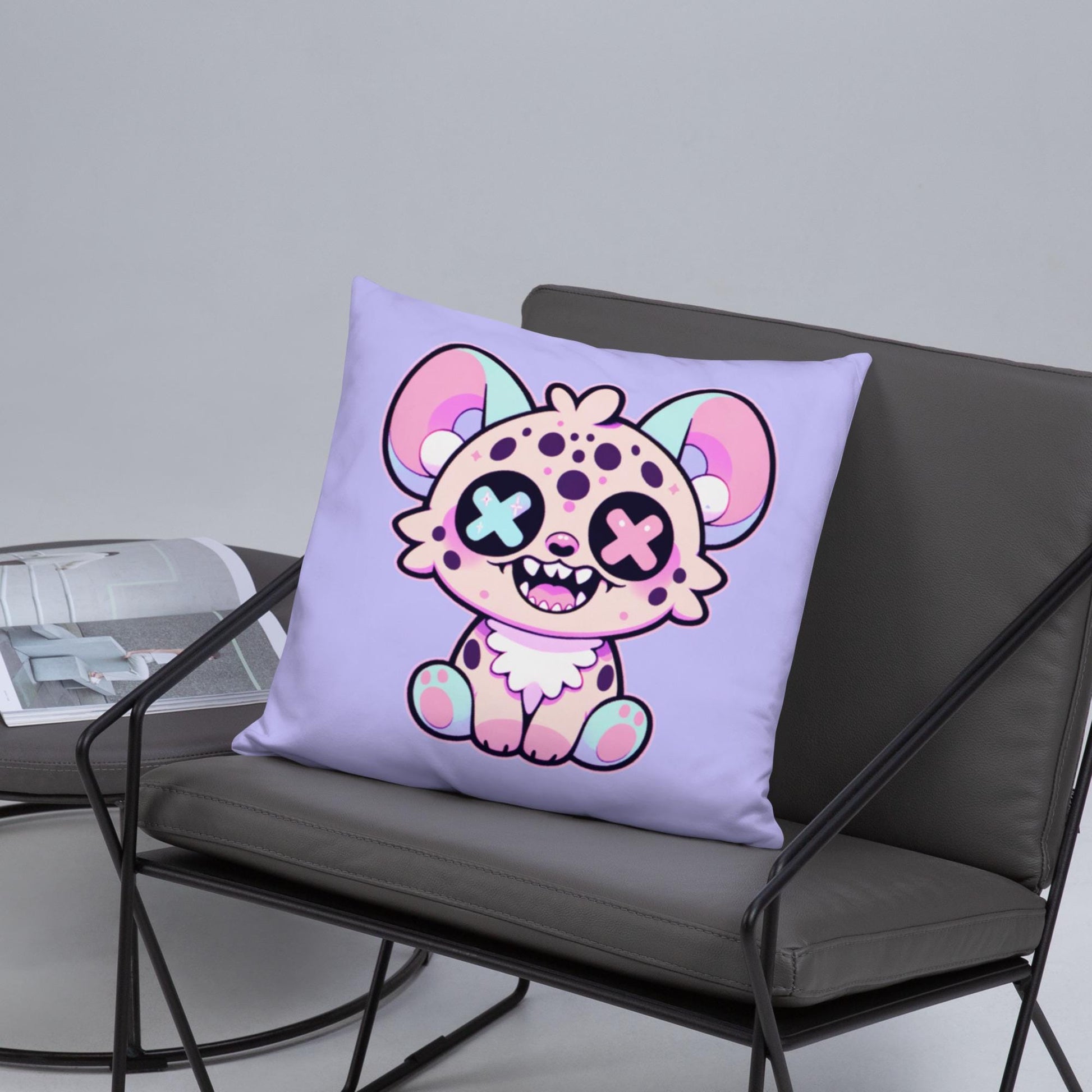 Creepy Cute Hyena Throw Pillow Weirdcore Grunge Decor Pastel Goth Decorative Pillow