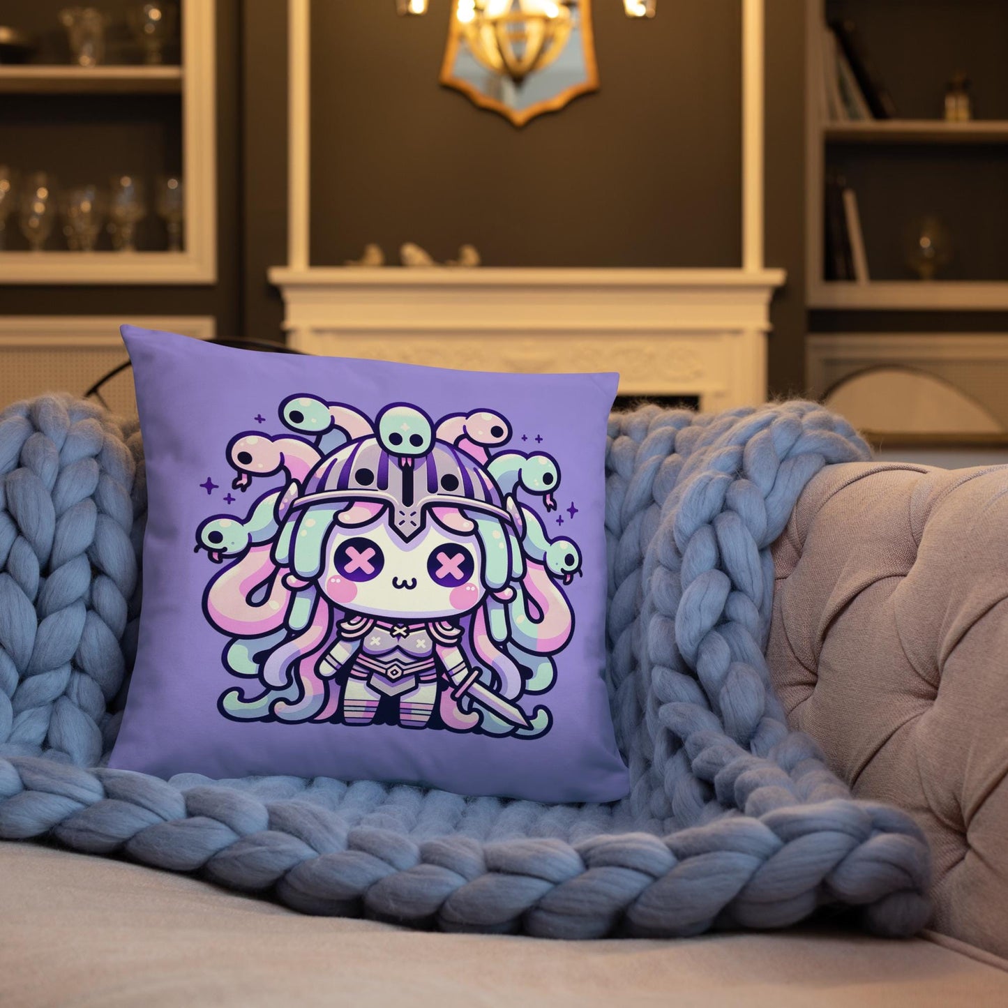Warrior Medusa Throw Pillow Pastel Goth Grunge Gorgon Home Decor Decorative Pillow
