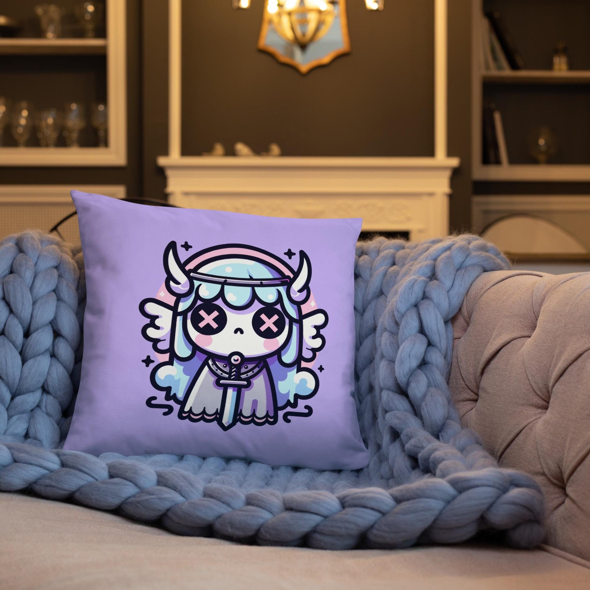 Pastel Goth Valkyrie Throw Pillow Weirdcore Grunge Room Decor Valkyrie Decorative Pillow