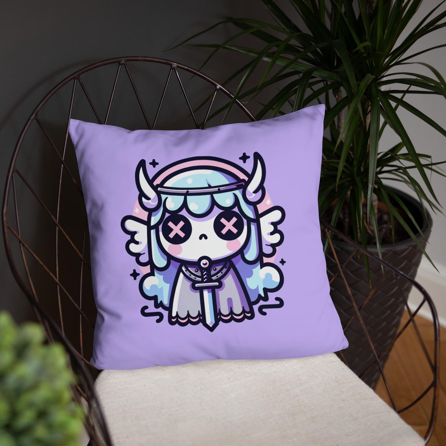 Pastel Goth Valkyrie Throw Pillow Weirdcore Grunge Room Decor Valkyrie Decorative Pillow